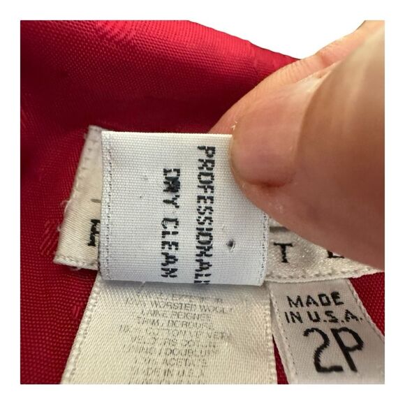 Talbots Red‎ Velvet Collar 100% Wool Winter Office  Blazer Size 2P - Picture 10 of 11